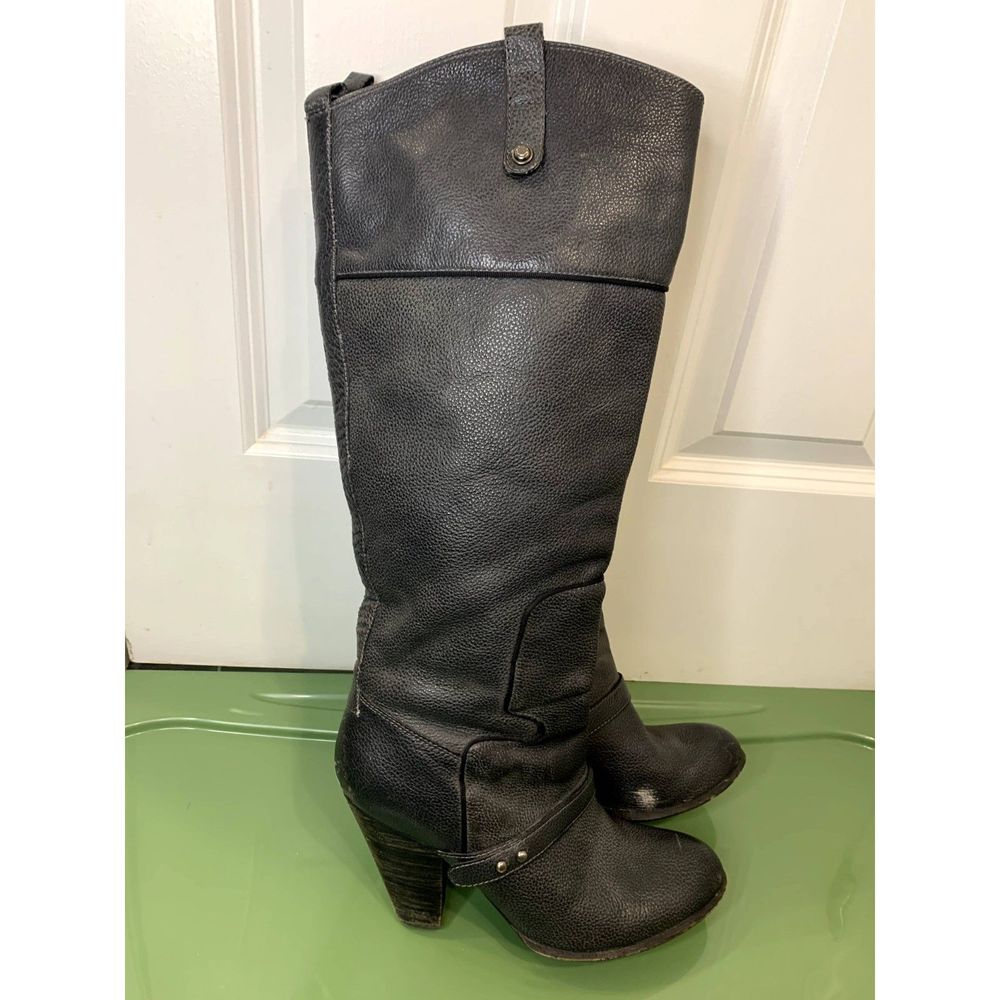 Sam Edelman Naharra Grey Heeled Leather Boots Size 10